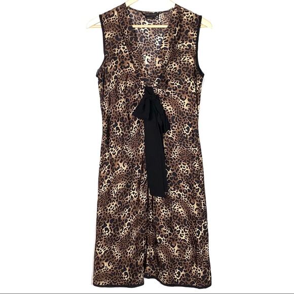 BCBGMaxazria 100% silk animal print sleeveless knee length shift dress size XS - Picture 1 of 7